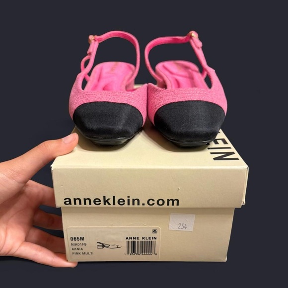 anne klein pink & black tweed sling back workwear/office heels! - Picture 4 of 5